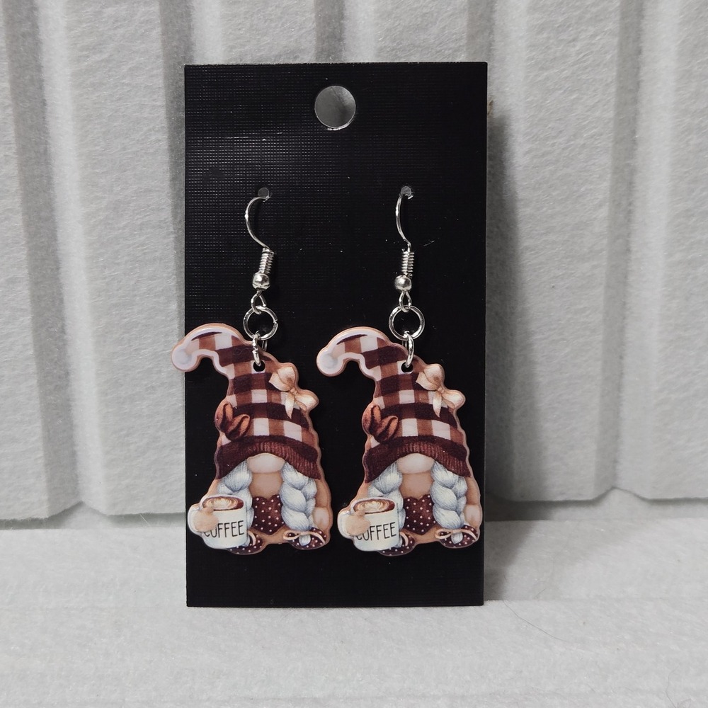 Coffee Gnome Earrings - Coffee Earrings - Barista Earrings‎ - Acrylic